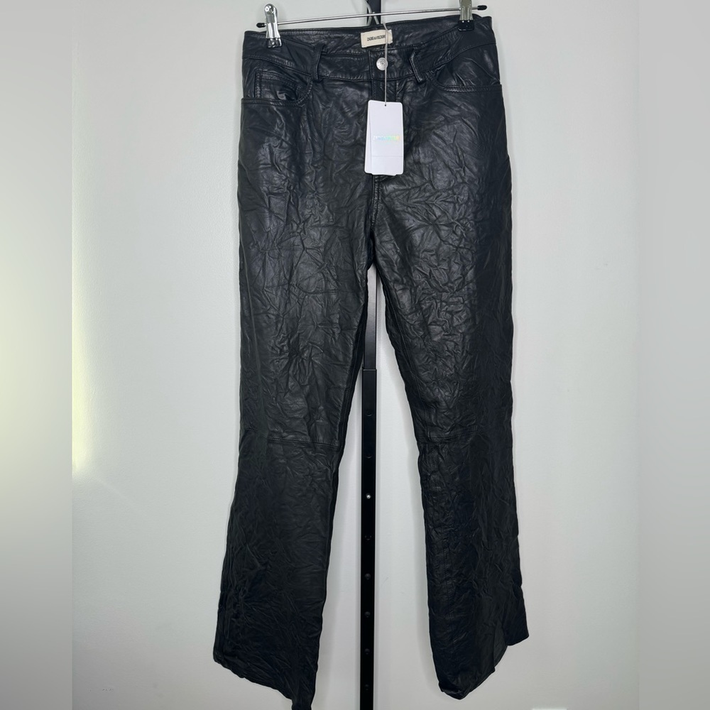 Zadig & Voltaire Black Crinkled Leather Pants‎ - Size 36 IT